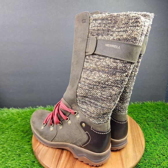 Merrell Eventyr Bungee Cord Waterproof Leather Women’s Hiking Tall Boots Sz 8.5 - Picture 5 of 13
